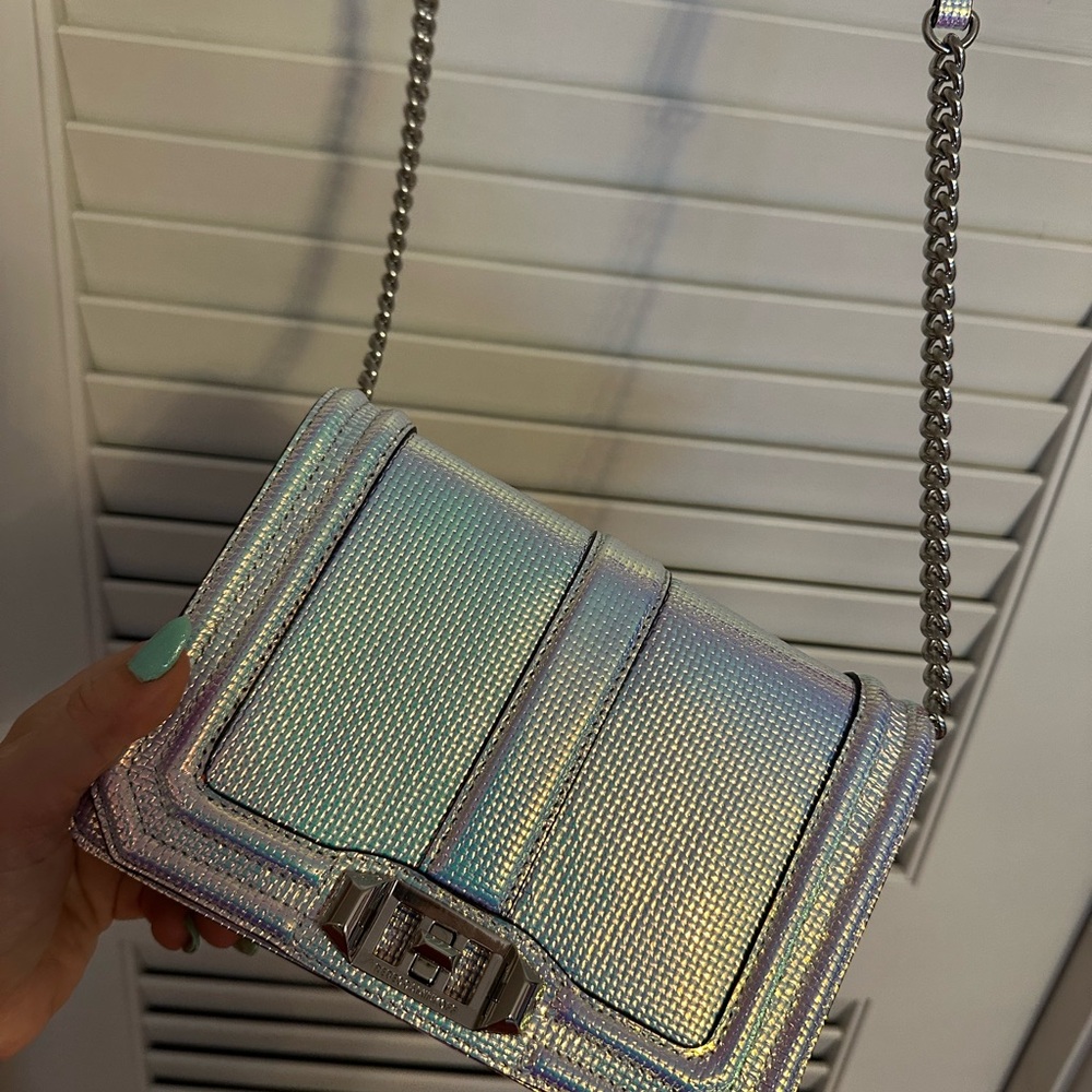 Rebecca Minkoff Silver Crossbody Bag with Chain Strap